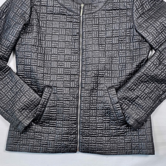 Sag Harbor Quilted Front Zip Lightweight Jacket Black Women 10 Sleek Modern Chic - Picture 5 of 16